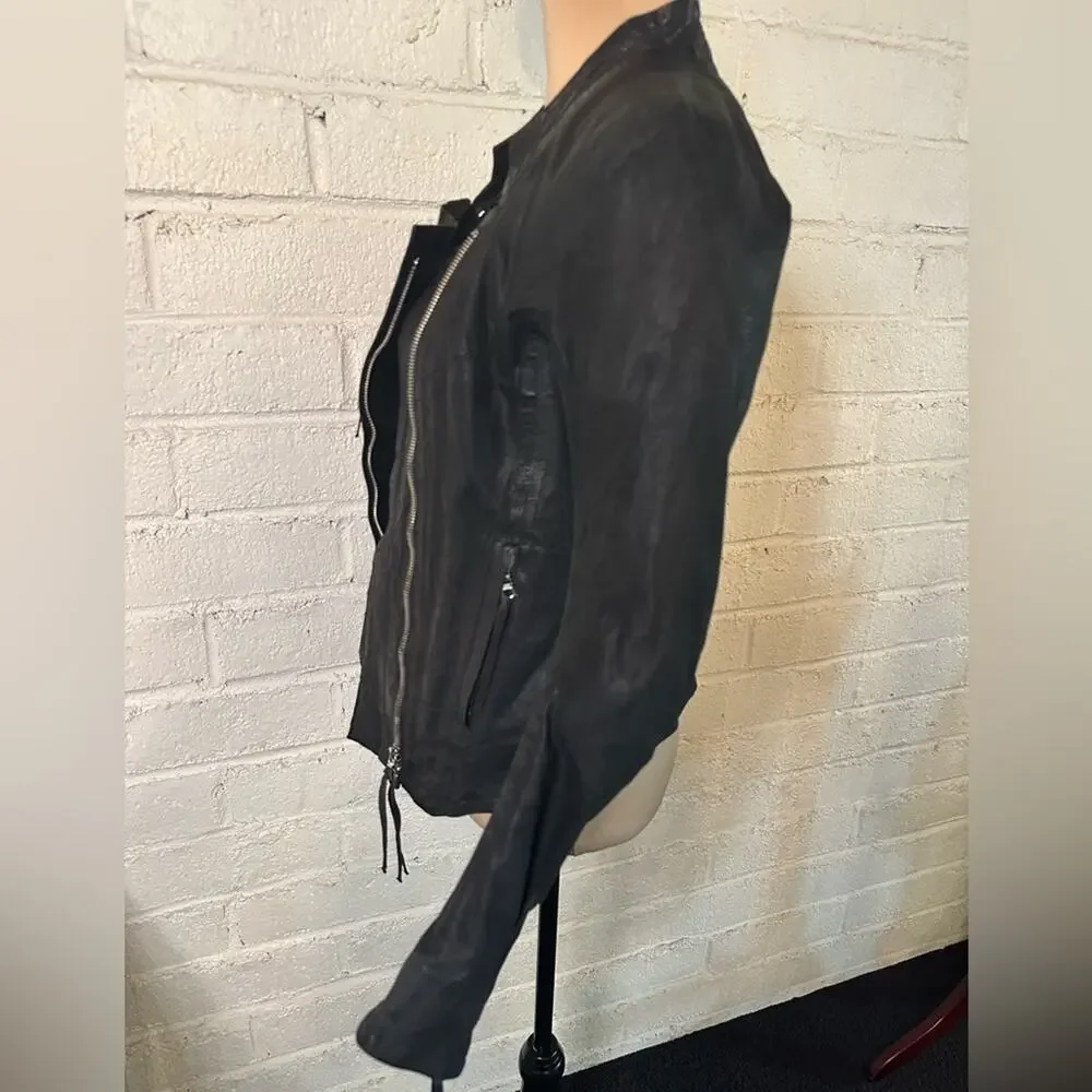 11 By Boris Bidjan Saberi Black Waxed Leather Jacket size XS 90's Grunge Zippers
